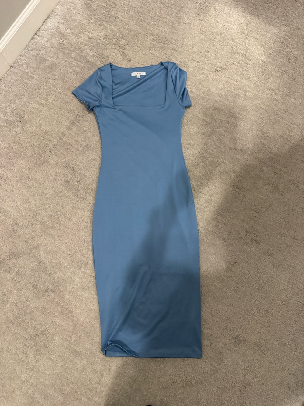 gaze Dusty Blue Square-Neck Midi Dress